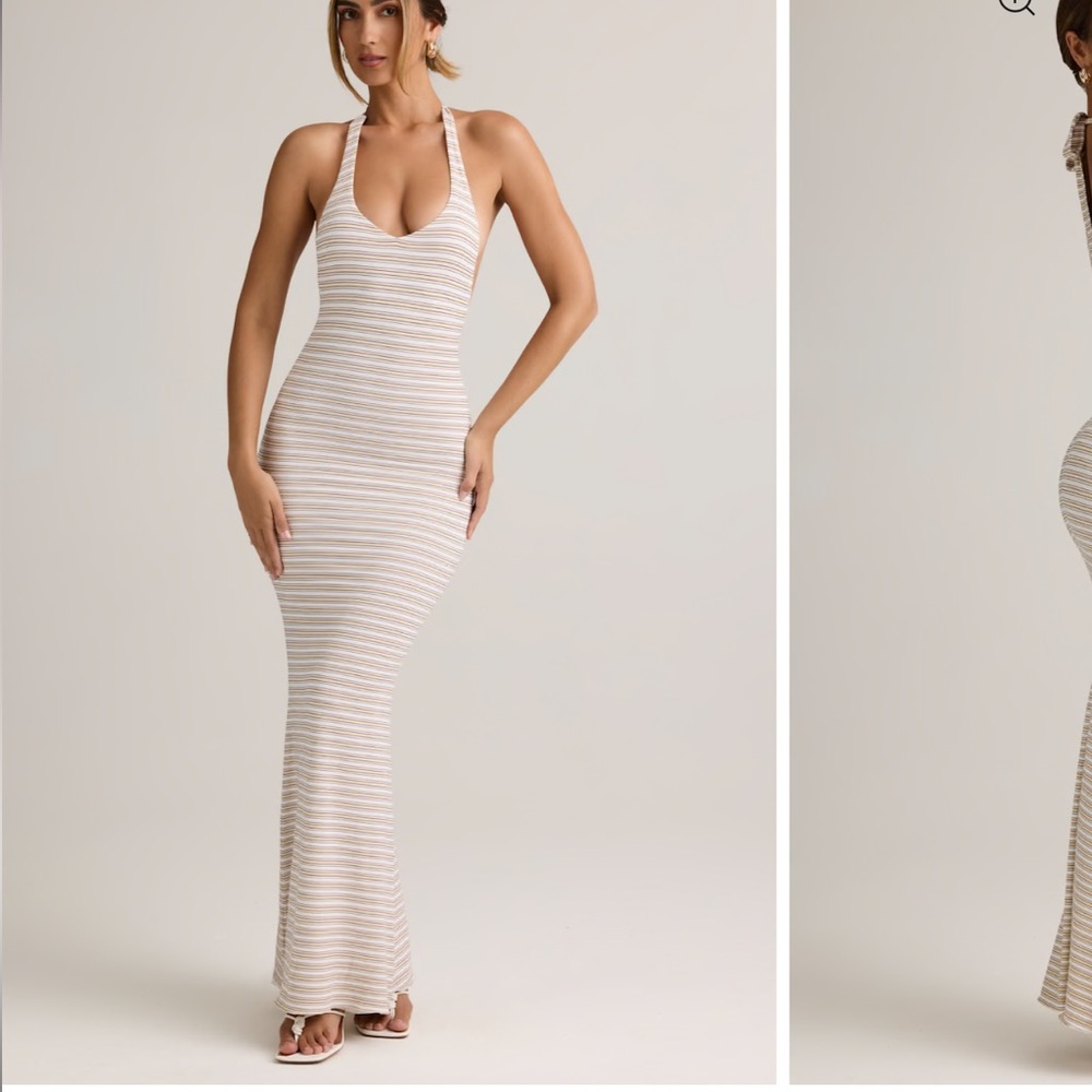 Striped Halter Maxi Dress